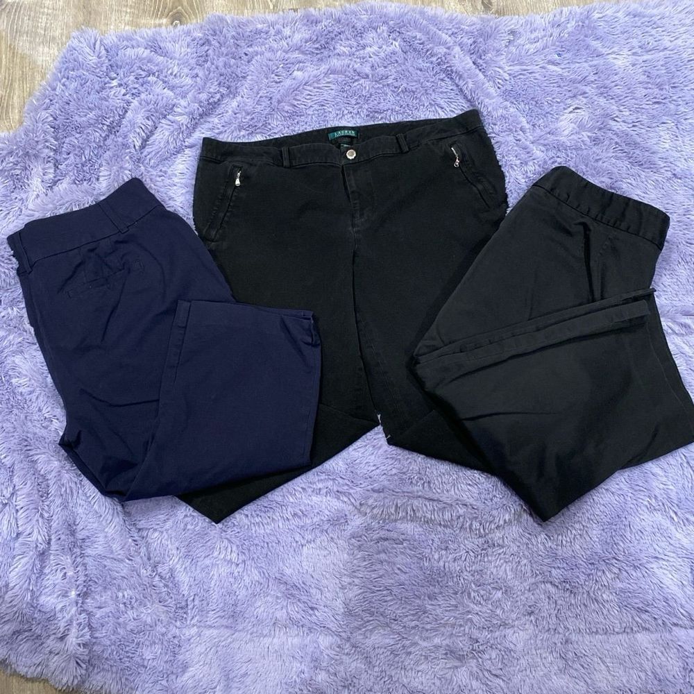 Women Plus Size capri Bundle Lauren Ralph Lauren‎ Apostrophe Navy Black 18W 18
